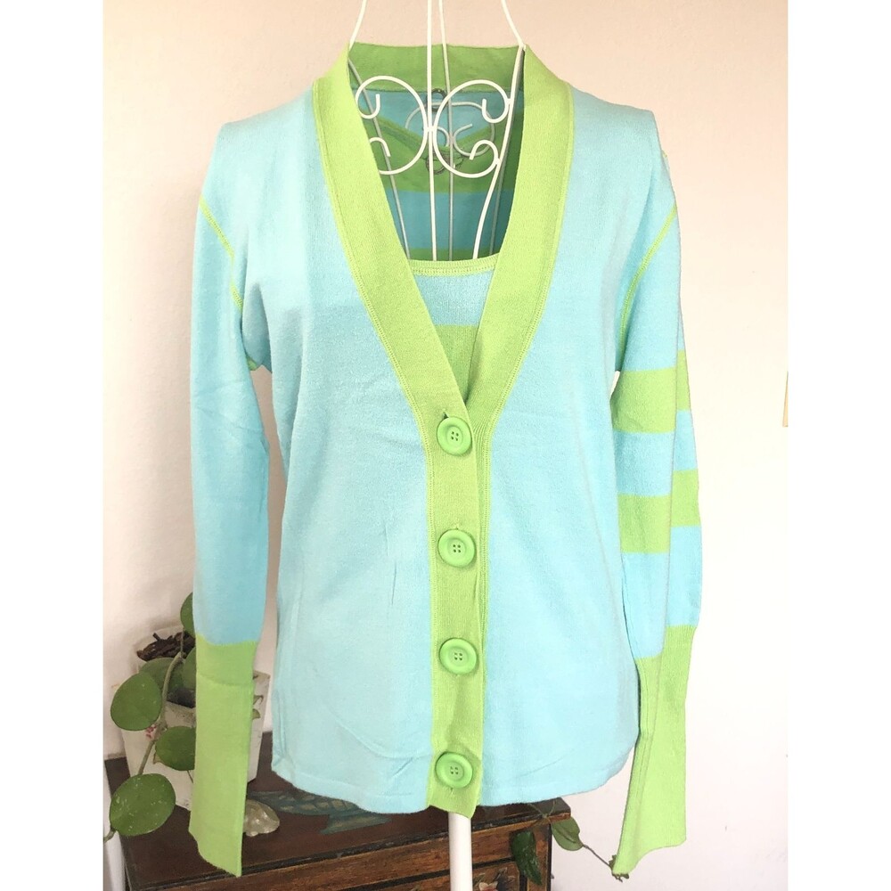 One Girl Who Two Piece Set Top And Cardigan Size Small 80% Rayon